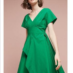 NWT Anthropologie Seamed Poplin Dress | Green